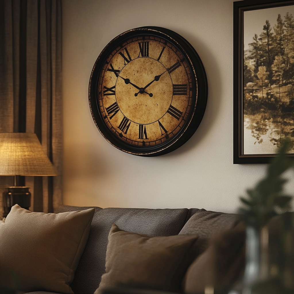 Une horloge vintage sur le mur | Source : Midjourney