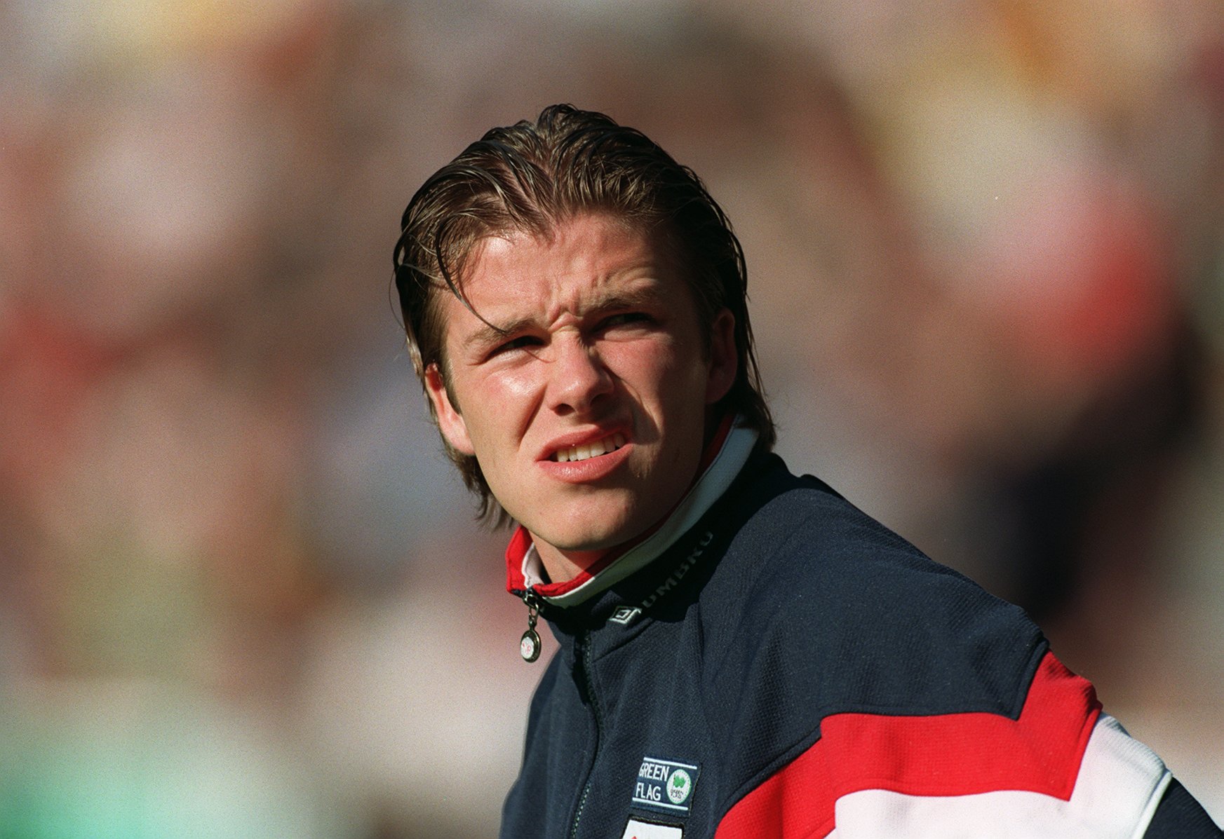 David Beckham lors d'un match amical entre l'Angleterre et l'Afrique du Sud le 24 mai 1997. | Source : Getty Images