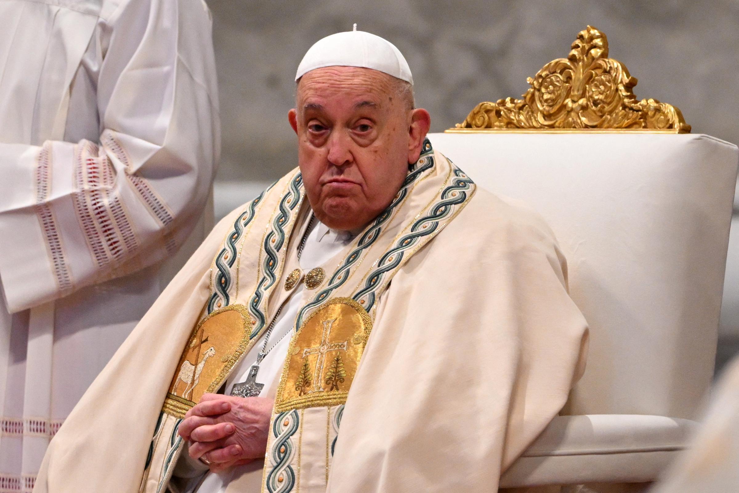 Le pape François célébrant le Nouvel An lors d'une messe à l'occasion de la Journée mondiale de la paix dans la basilique Saint-Pierre au Vatican, le 1er janvier 2025 | Source : Getty Images