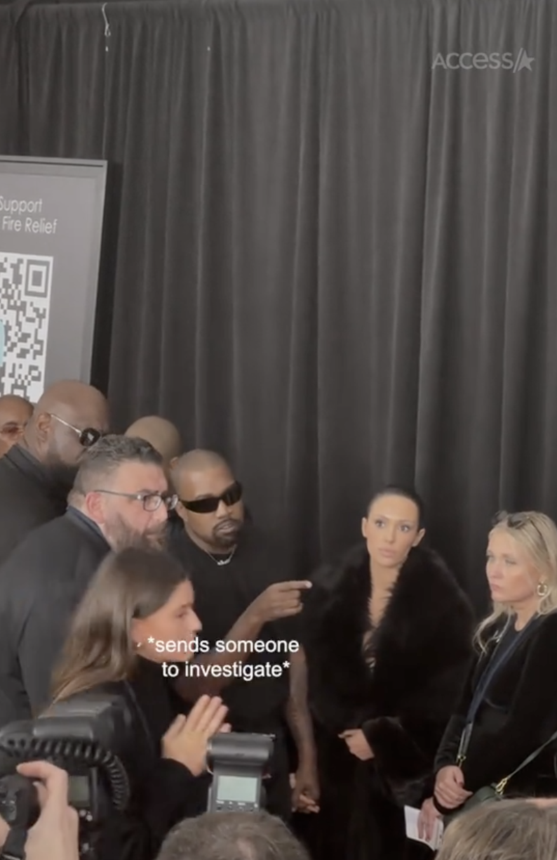 Kanye West et Bianca Censori lors de la 67e édition des Grammy Awards, le 2 février 2025, à Los Angeles, en Californie. | Source : TikTok.com/accesshollywood