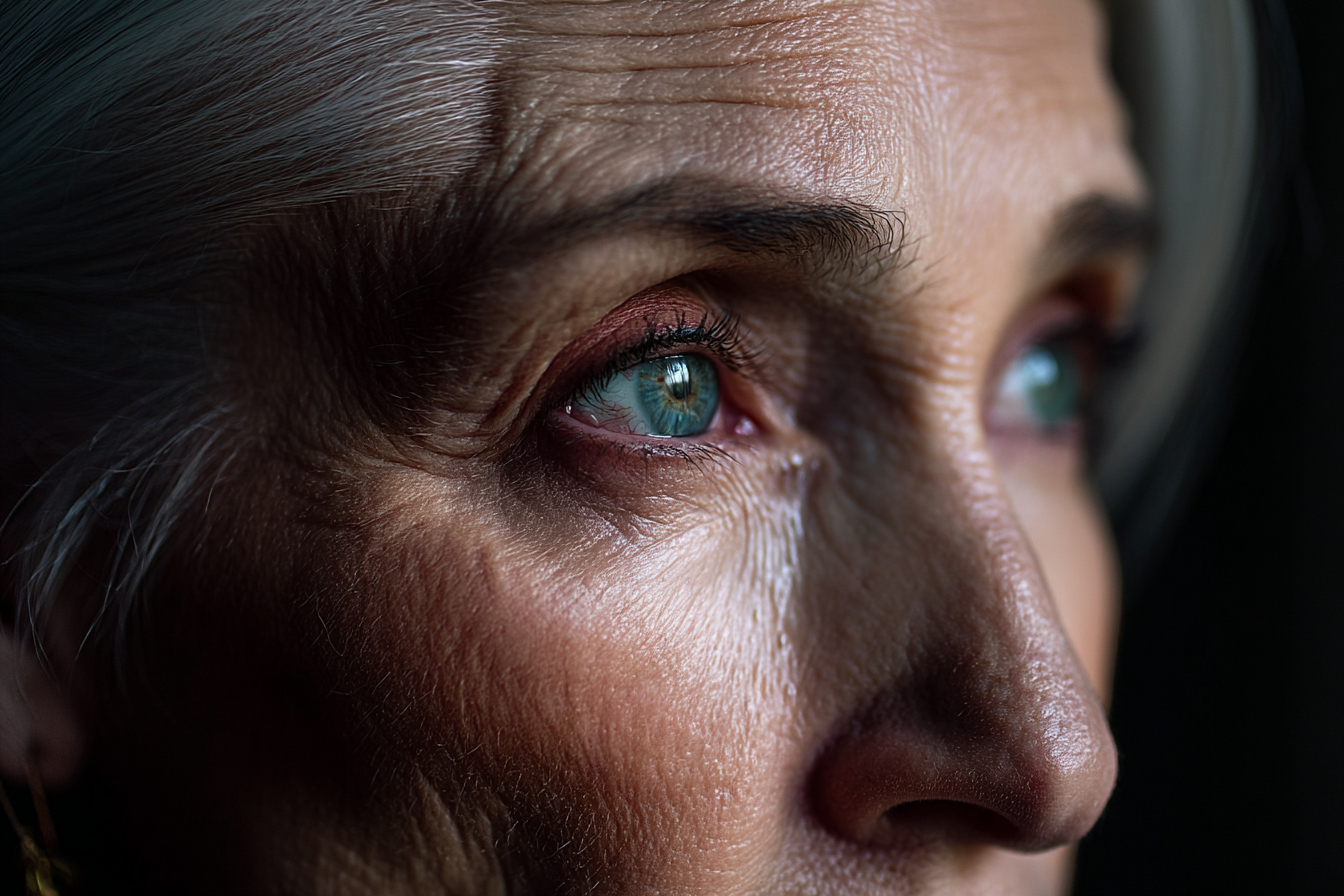 Gros plan sur le visage d'une femme âgée | Source : Midjourney