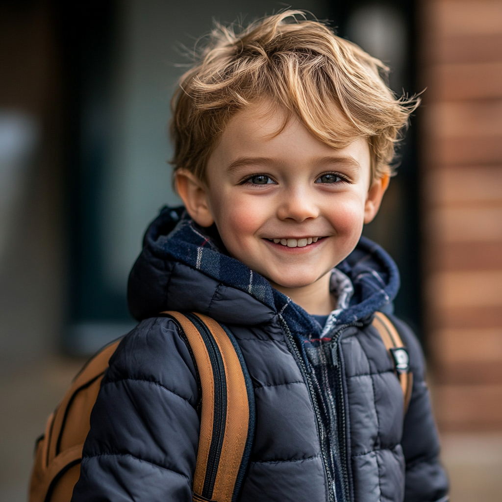 A happy young child going to school | Source: Midjourney