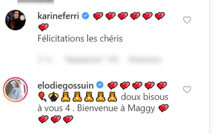 Capture d'écran du commentaire de Karine Ferry sur la publication d'Alizée | Source : instagram.com/alizeeofficiel/