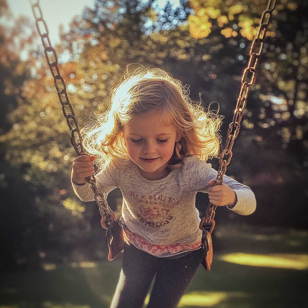 Une petite fille qui joue sur une balançoire | Source : Midjourney