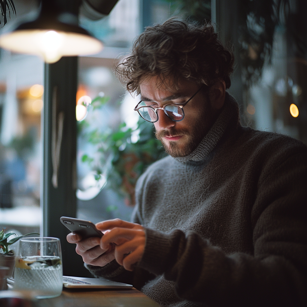 Un homme qui envoie un texto | Source : Midjourney