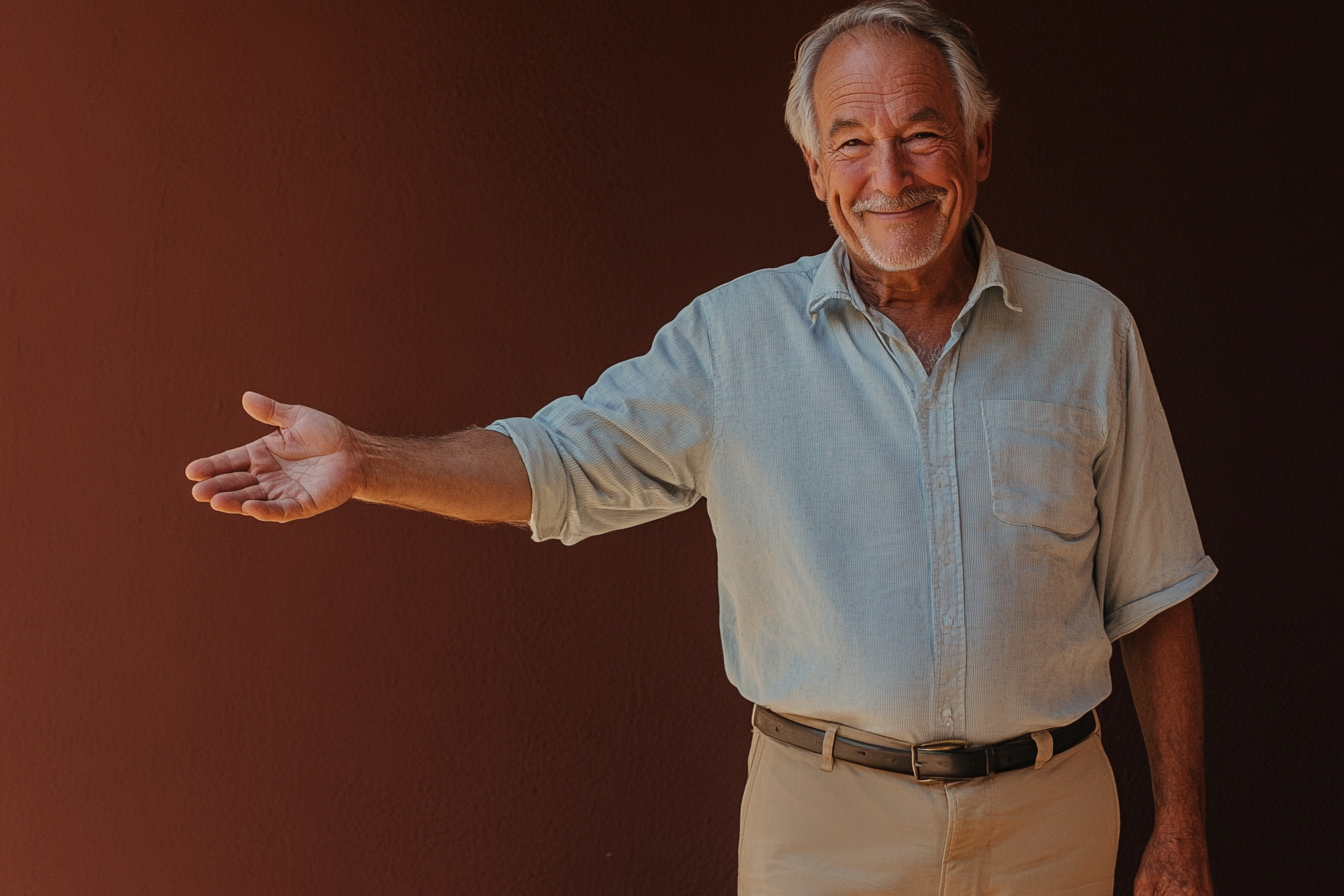 Un homme souriant qui tend la main pour une poignée de main | Source : Midjourney