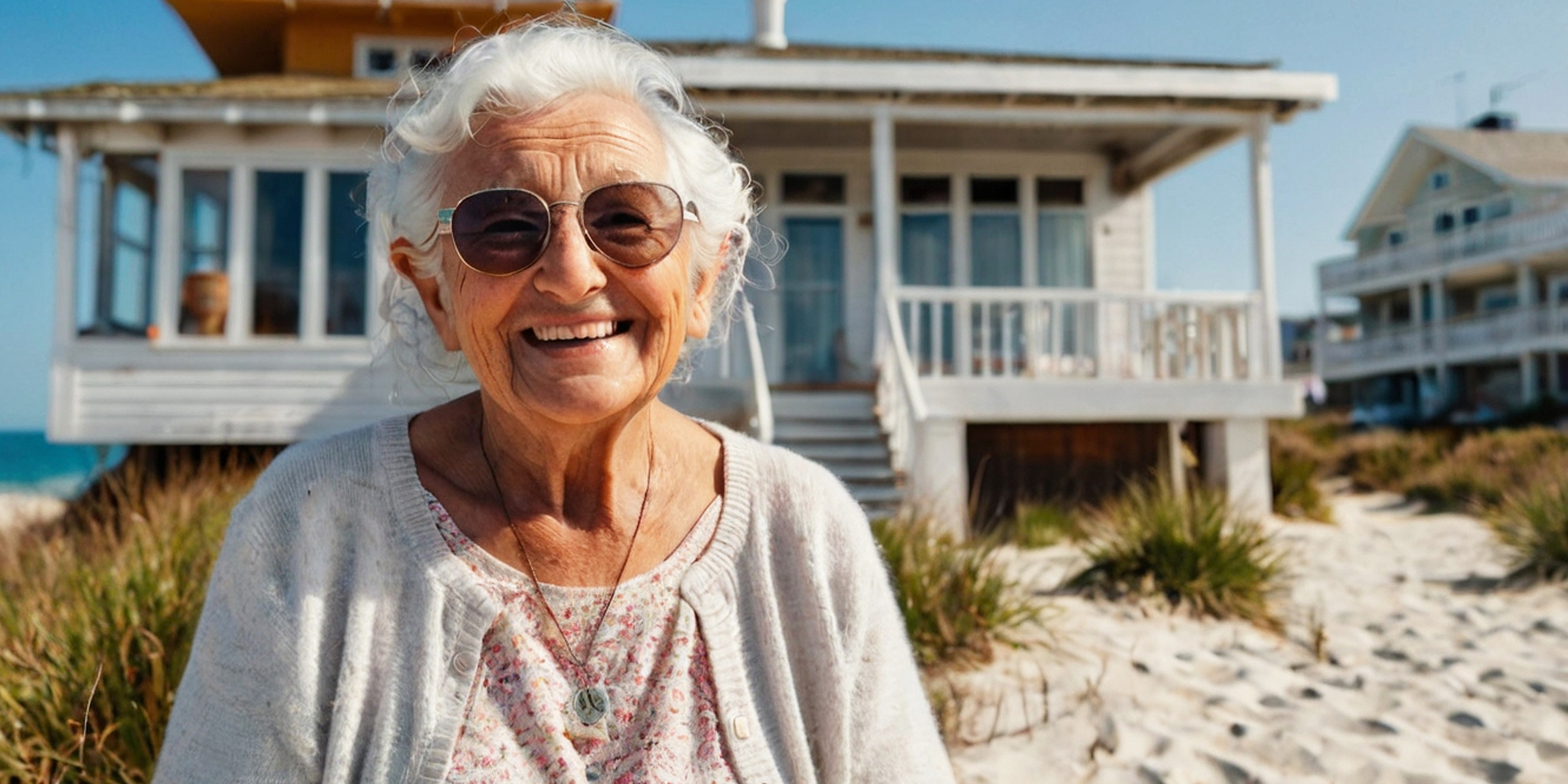 Une femme âgée souriante se tenant à l'extérieur d'une maison | Source : AmoMama