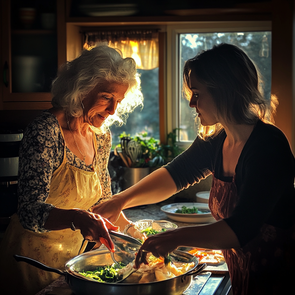 Une femme et sa belle-mère préparent le dîner | Source : Midjourney