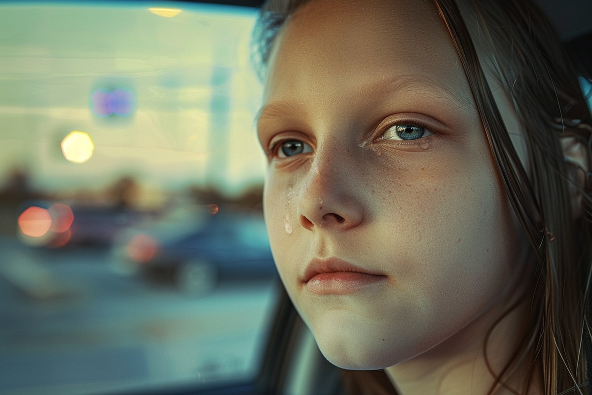 Une fille qui pleure à l'intérieur d'une voiture | Source : Midjourney