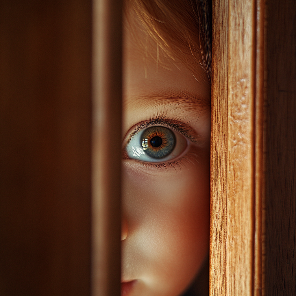 Une fille qui jette un coup d'œil à travers une porte | Source : Midjourney