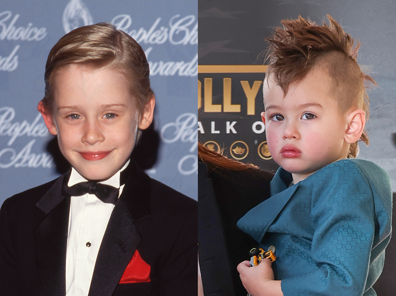 Macaulay Culkin dans les années 80 contre son fils | Source : Getty Images