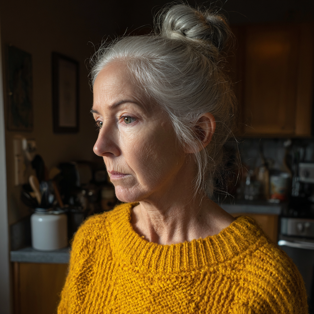 Une femme âgée debout dans une cuisine | Source : Midjourney