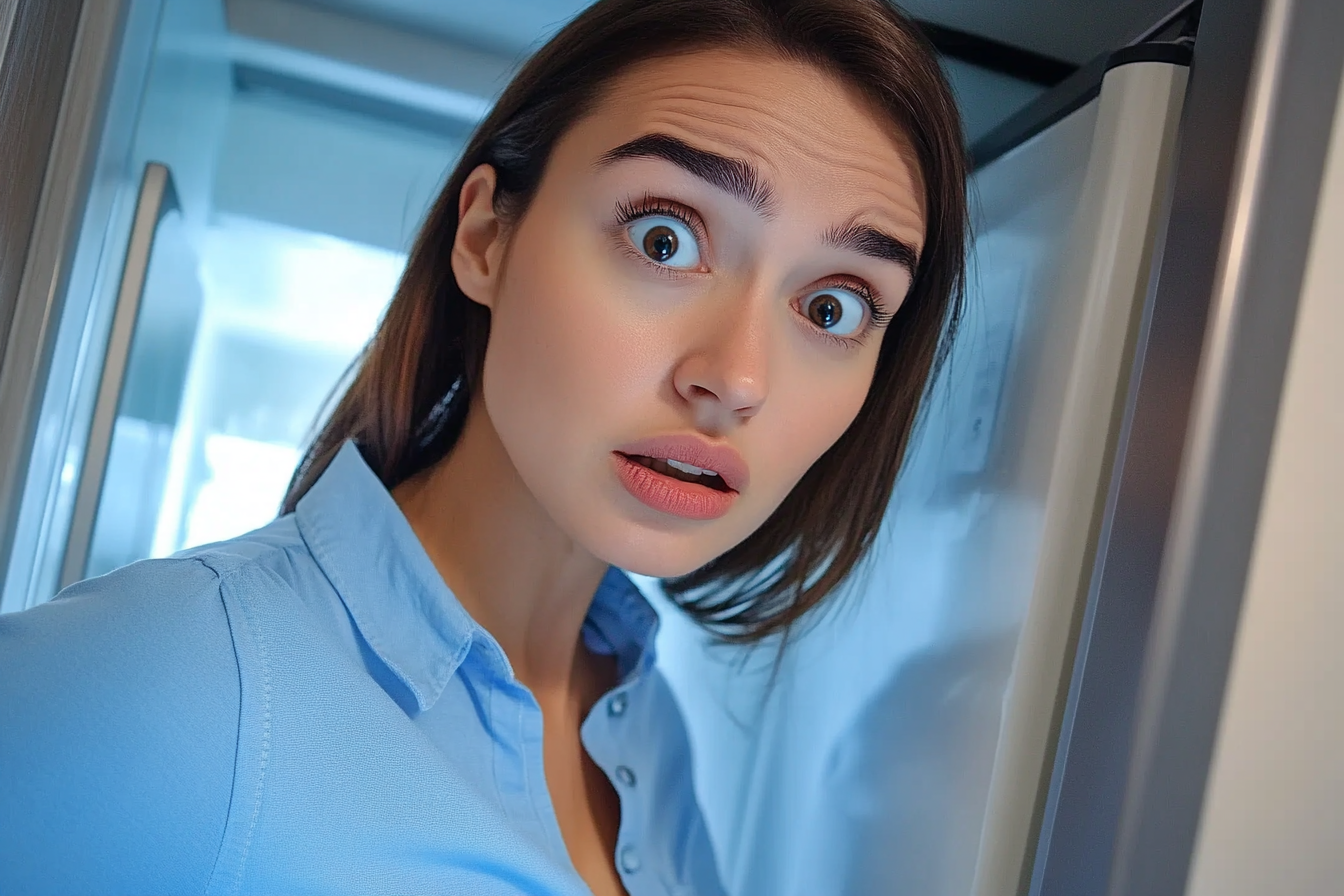 Une femme qui regarde droit devant elle, surprise | Source : Midjourney