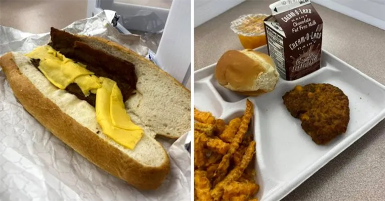 Une mère partage des photos de la nourriture "dégoûtante" servie à ses enfants à la cafétéria de l'école | Facebook/darcellms