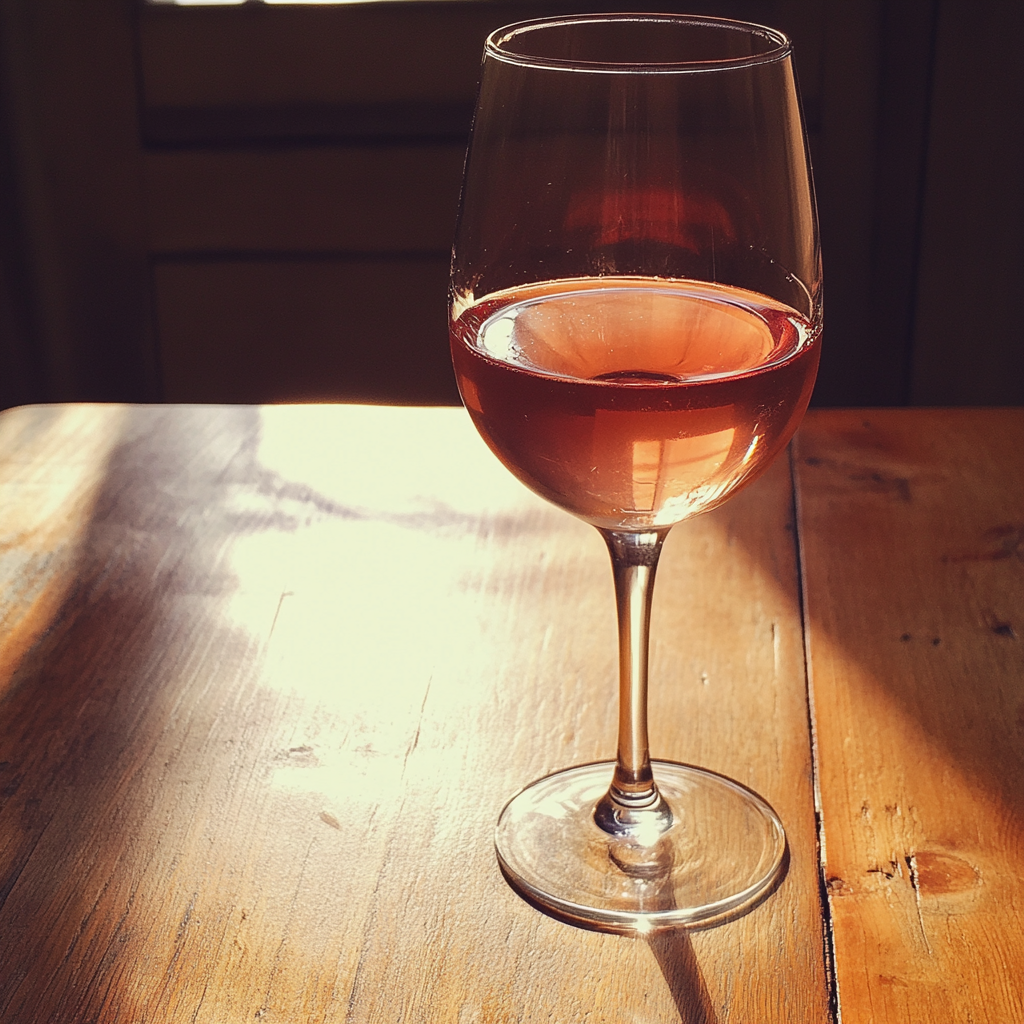 Un verre de vin sur une table | Source : Midjourney