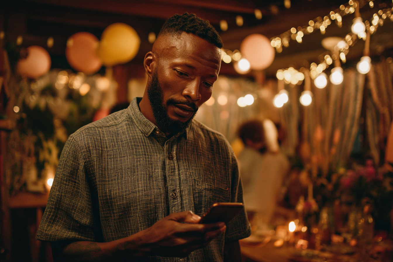 Un homme utilisant son téléphone | Source : Midjourney