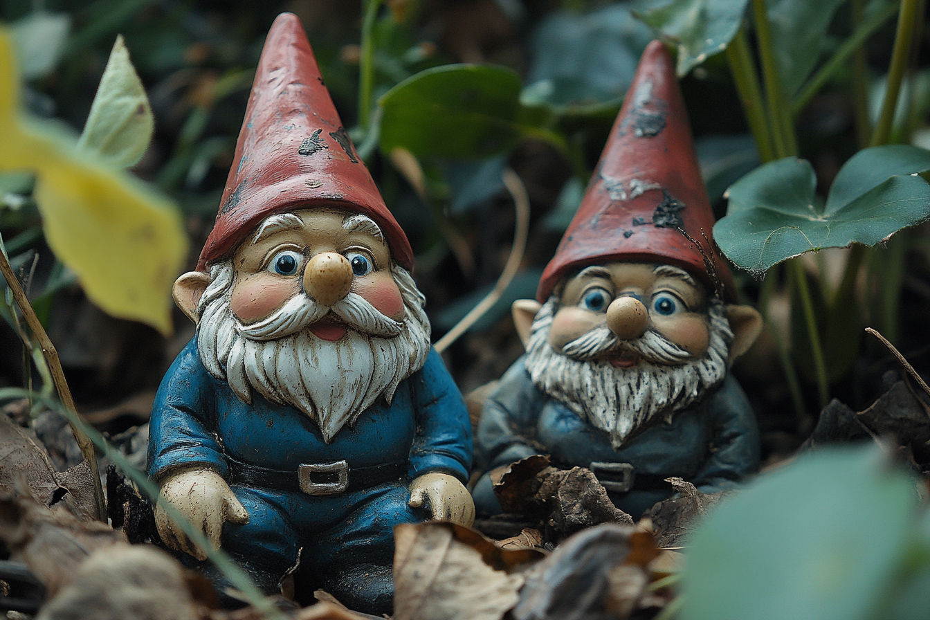 Deux gnomes dans un jardin | Source : Midjourney