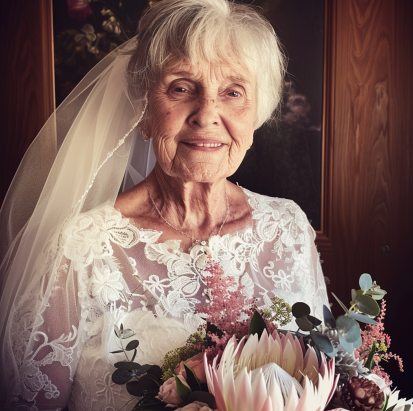 Une femme plus âgée en robe de mariée | Source : Midjourney