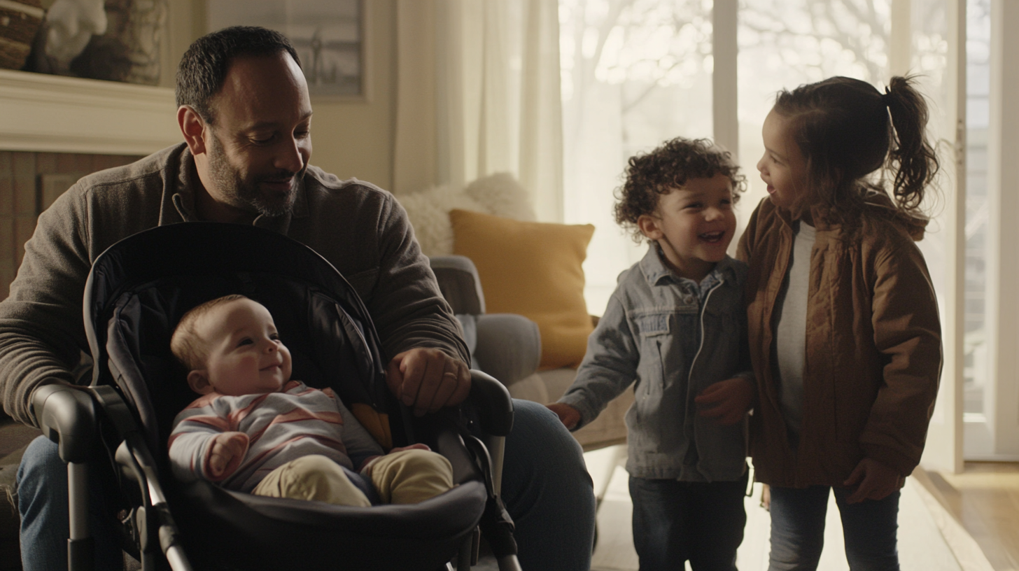 Un papa avec ses trois enfants | Source : Midjourney