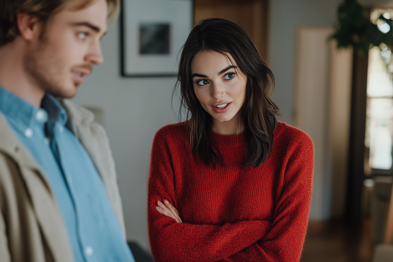 Une femme et un homme dans un salon | Source : Midjourney