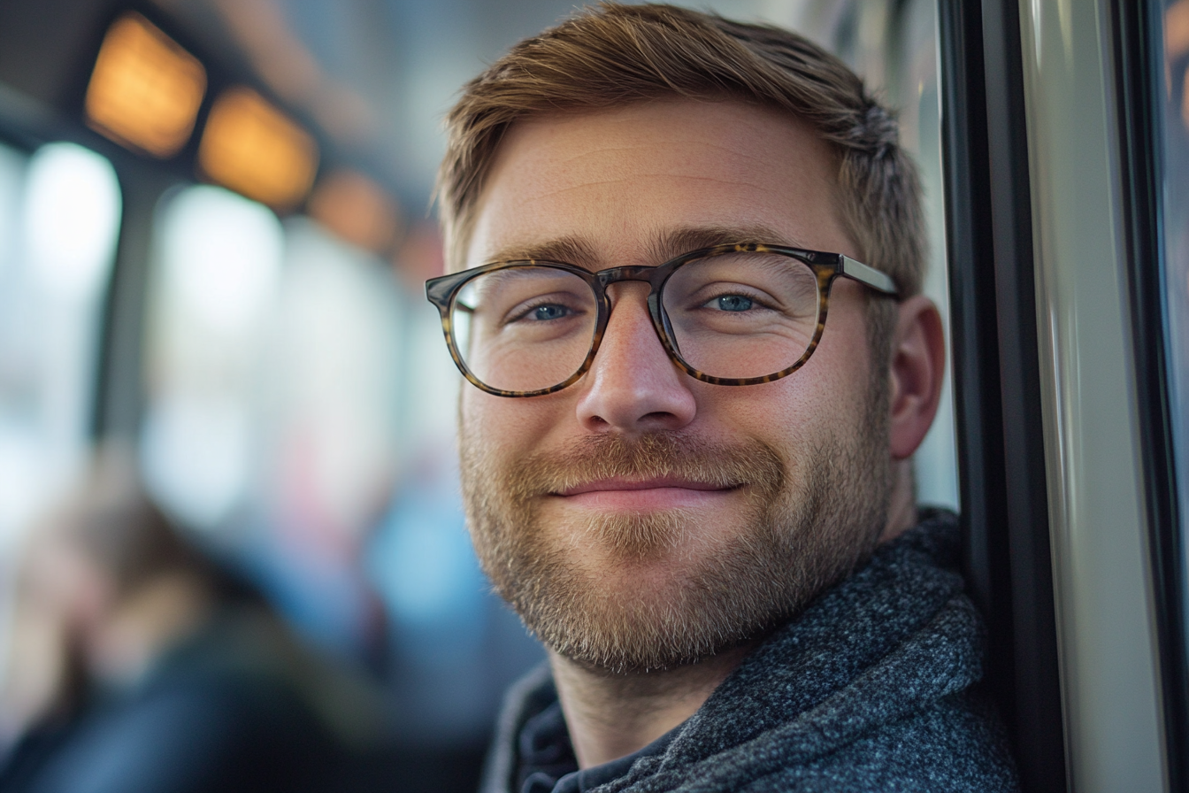 Un homme assis dans un métro | Source : Midjourney