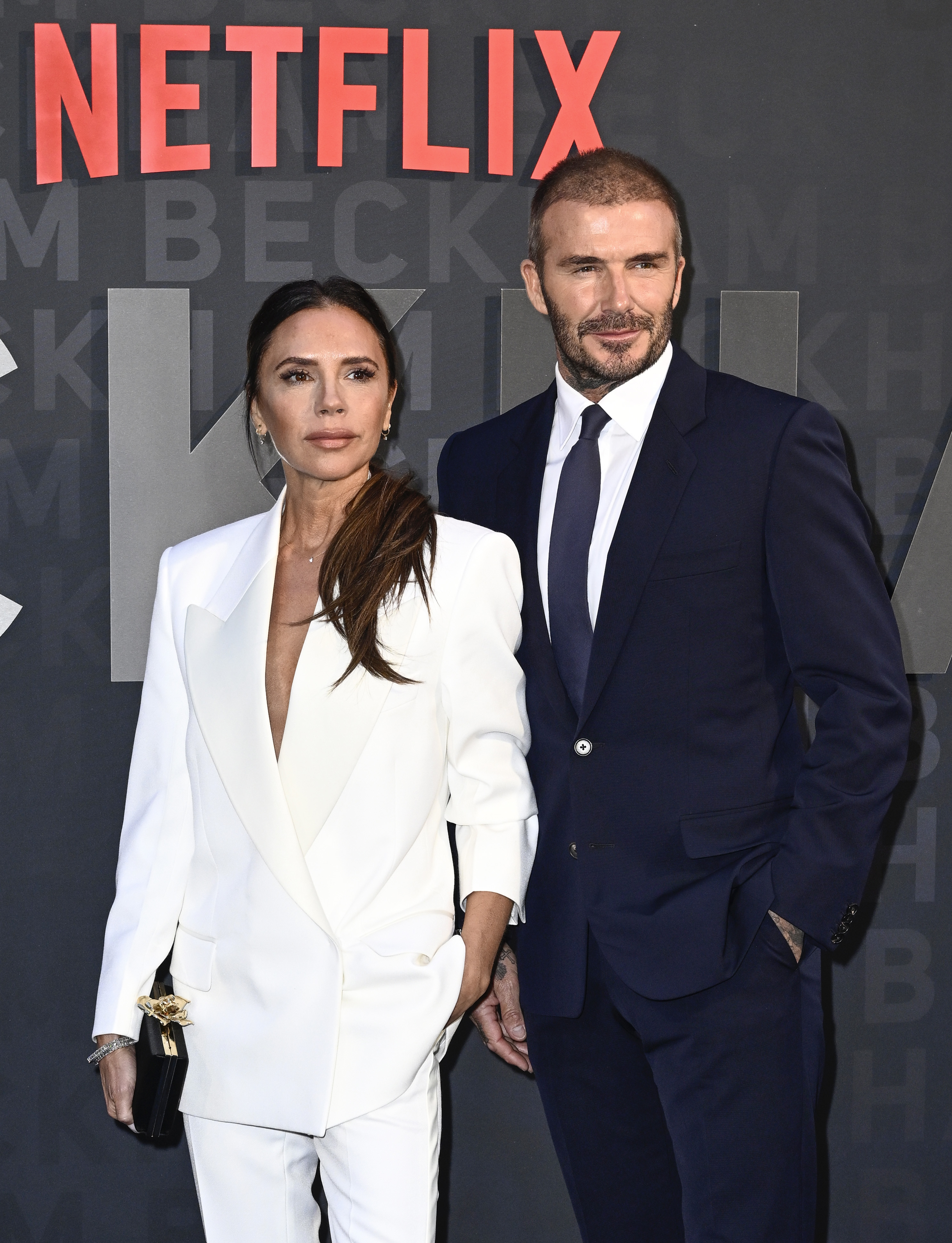 Victoria et David Beckham assistent à la première britannique de Netflix 'Beckham' au Curzon Mayfair à Londres, en Angleterre, le 3 octobre 2023. | Source : Getty Images