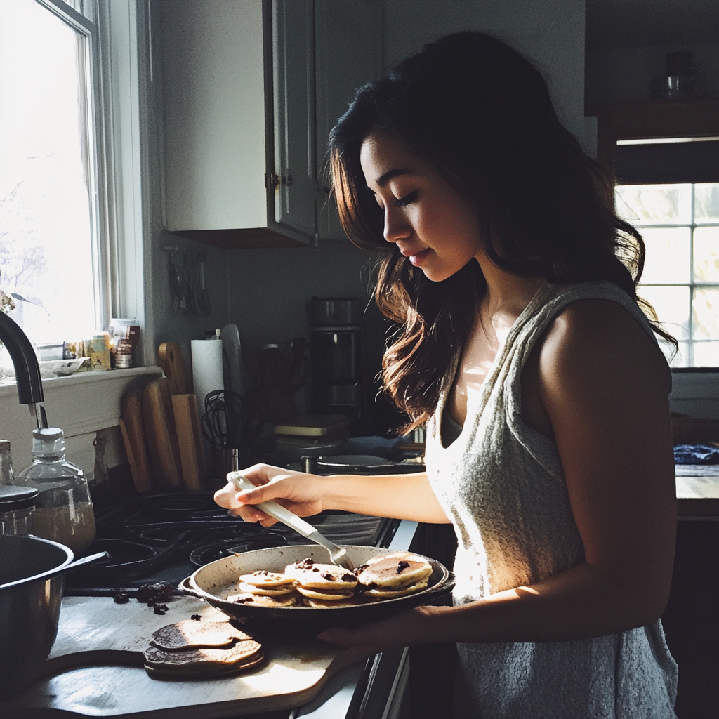 Une femme qui fait des crêpes | Source : Midjourney