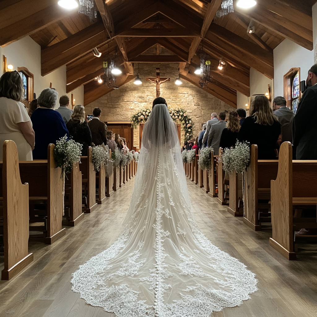 The bride walks down the aisle | Source: Midjourney