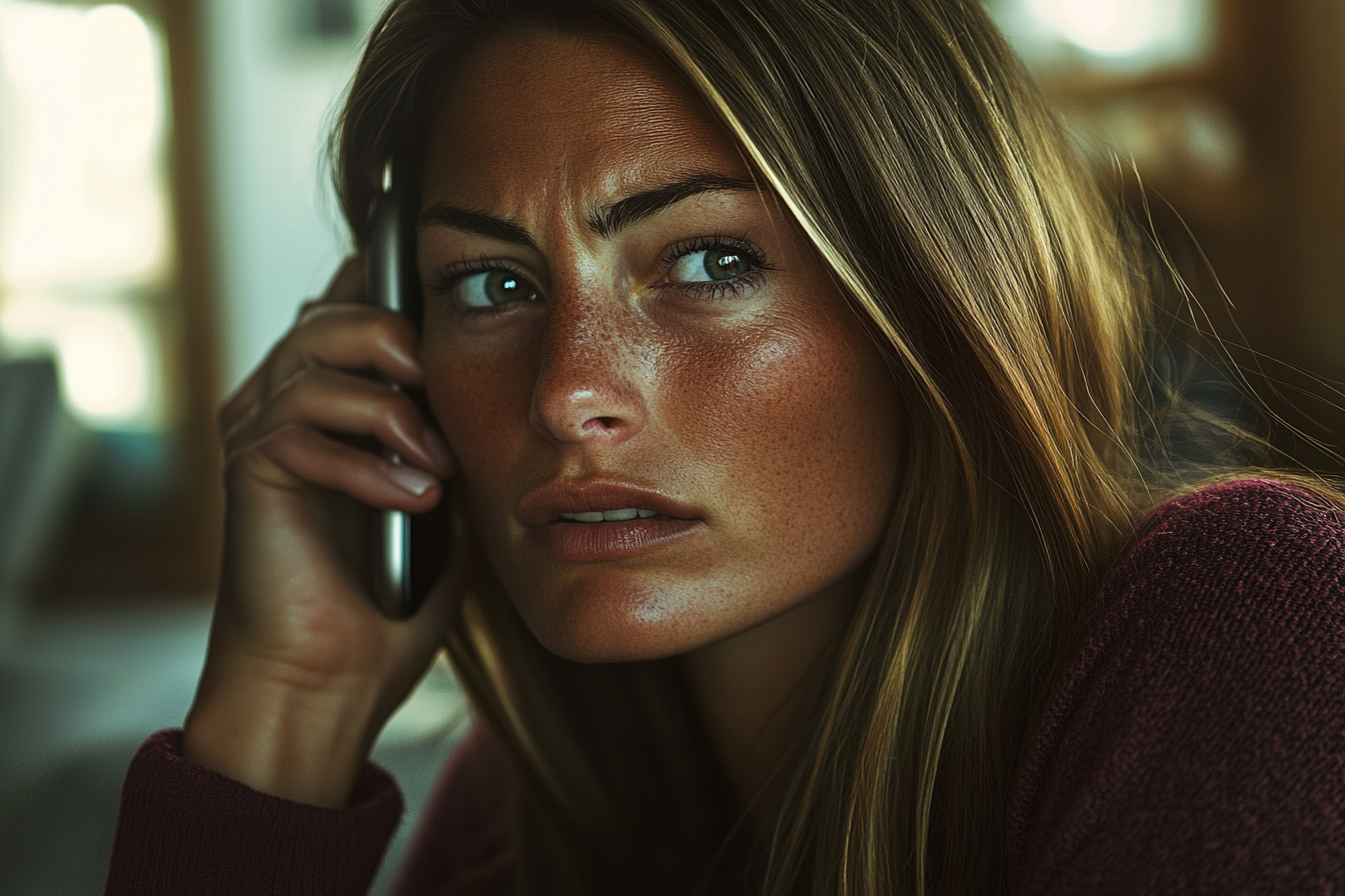 Une femme qui parle à son petit ami au téléphone | Source : Midjourney