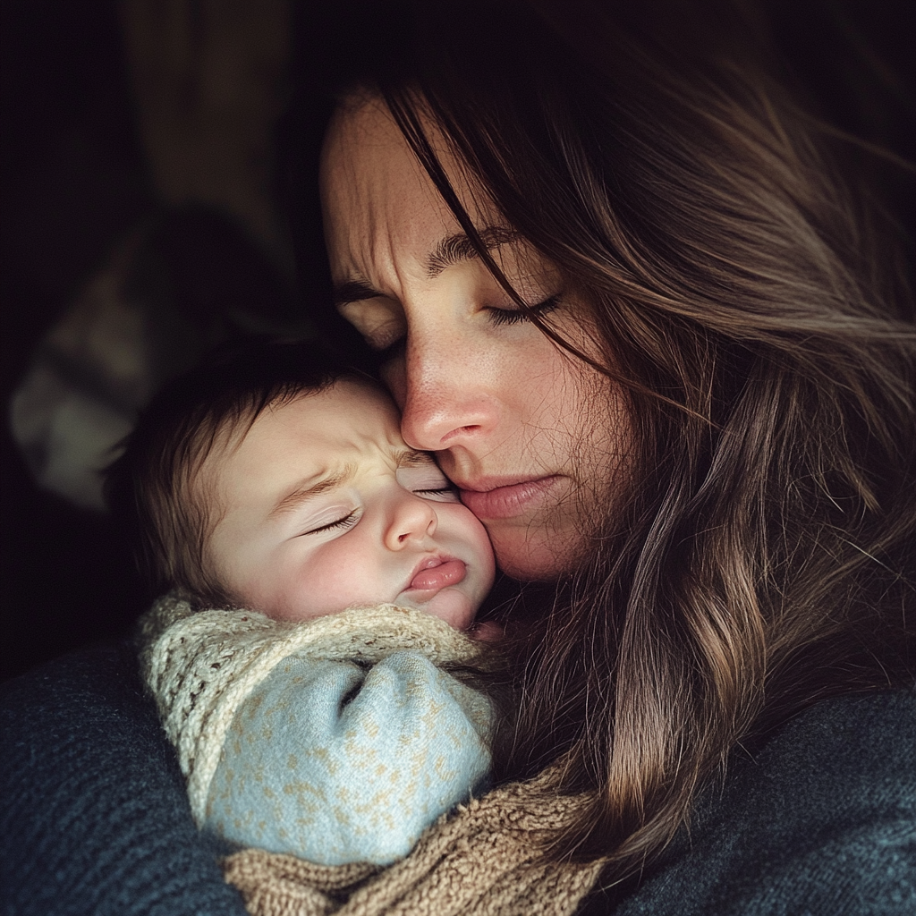 Une femme cajolant son bébé | Source : Midjourney