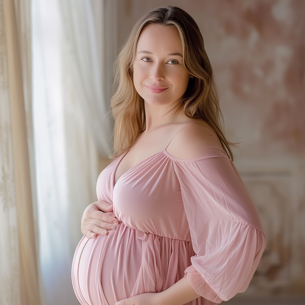 Une femme enceinte souriante | Source : Midjourney