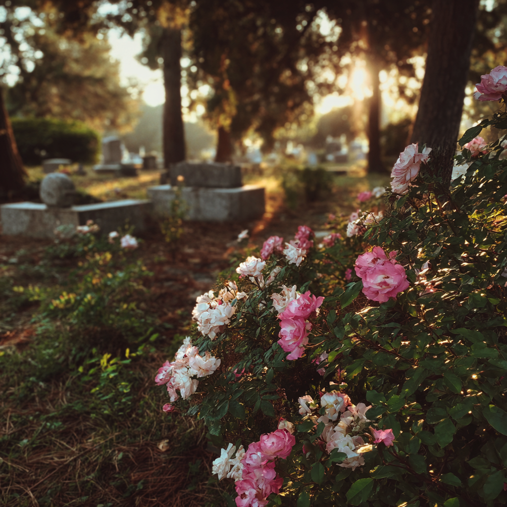 Des fleurs dans un cimetière | Source : Midjourney