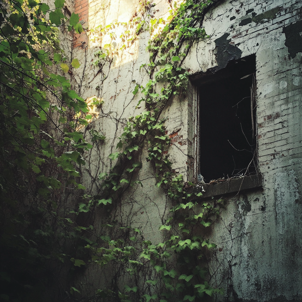 L'extérieur d'un bâtiment abandonné | Source : Midjourney