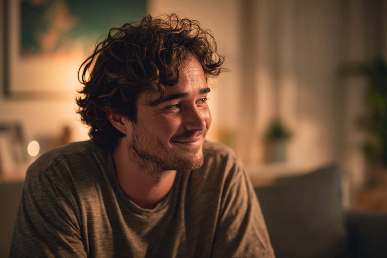 Un homme assis dans sa maison | Source : Midjourney