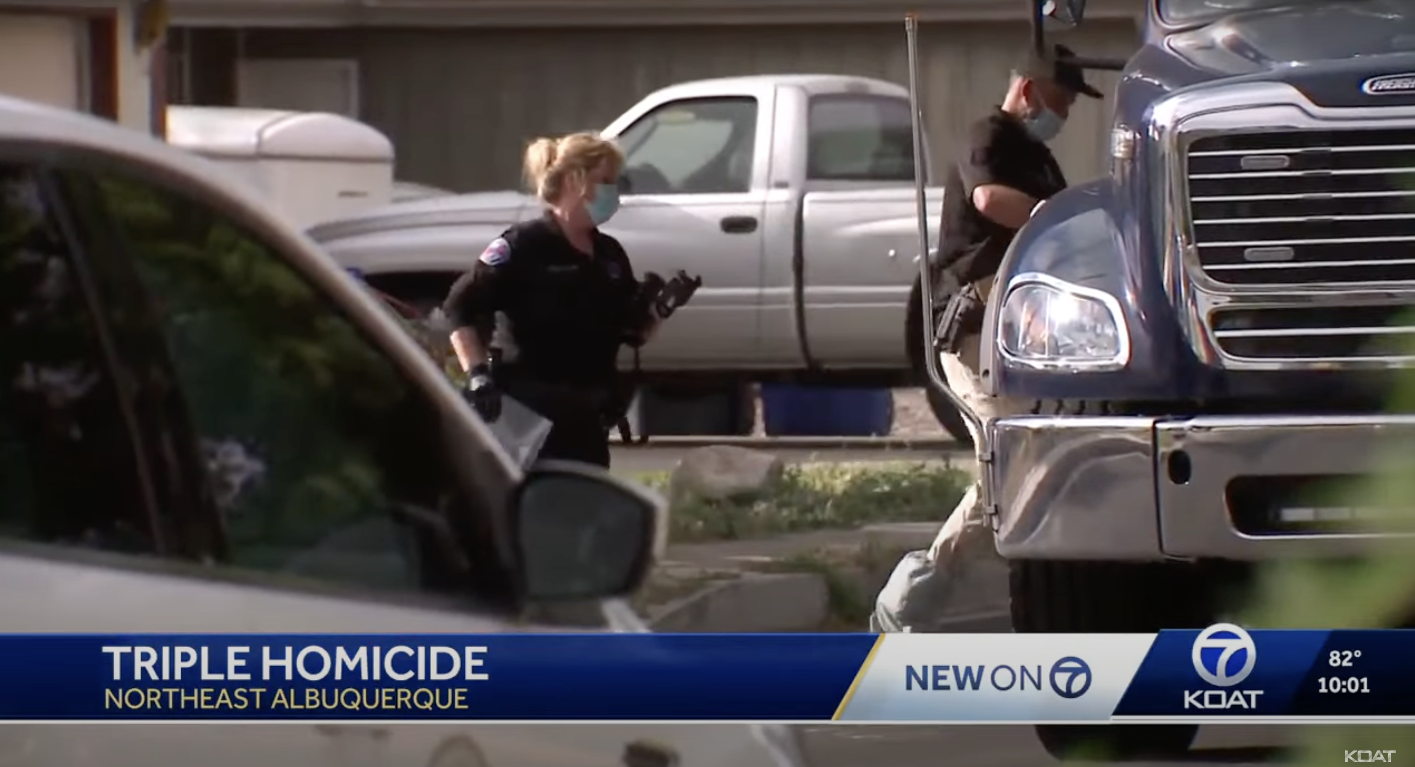 Des policiers sont vus dans la zone où la tragédie s'est produite dans une vidéo partagée le 25 mai 2025 | Source : YouTube/KOAT