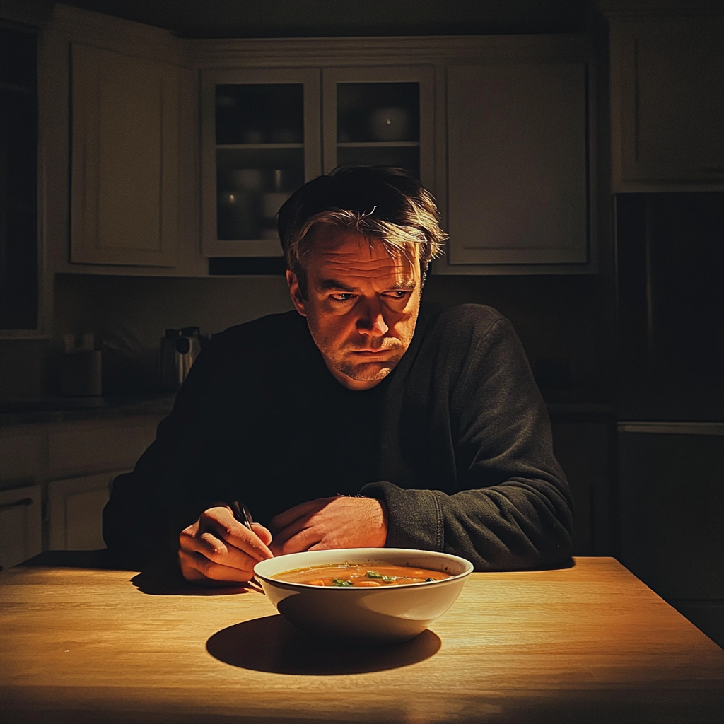 Un homme assis à une table | Source : Midjourney