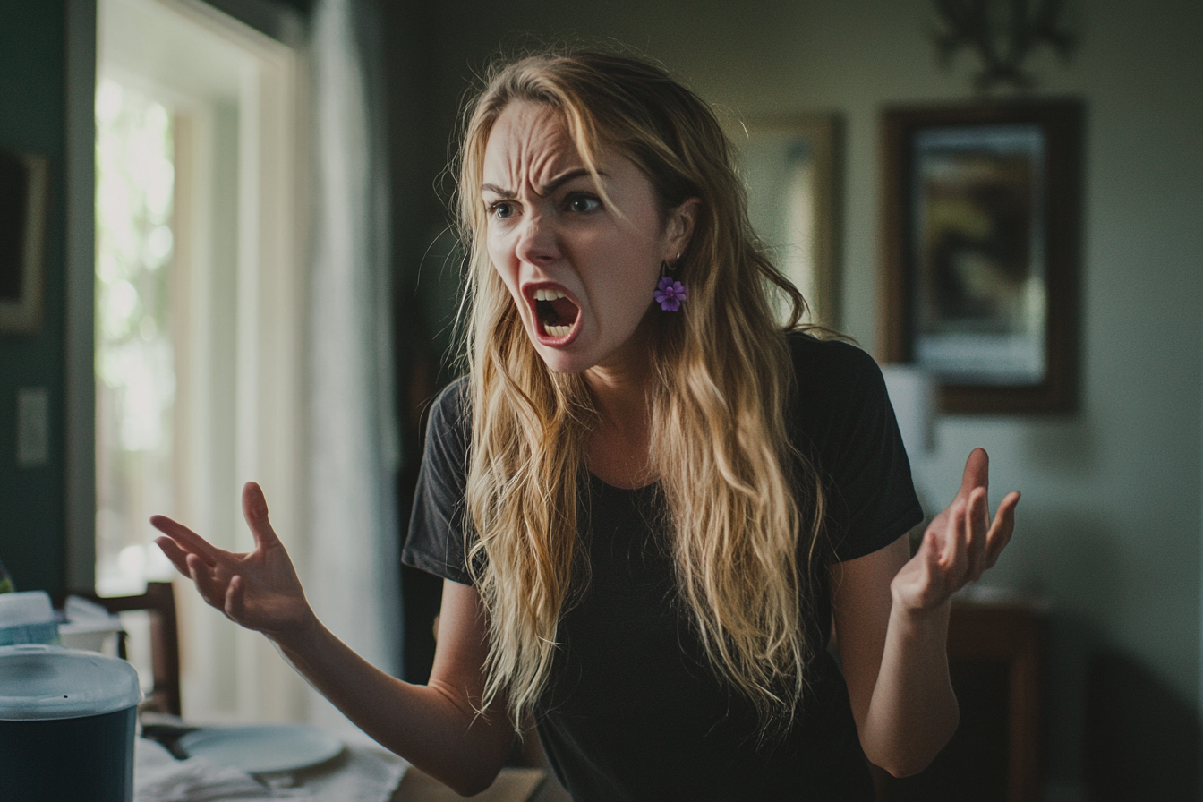 Une femme qui crie et fait des gestes avec ses mains | Source : Midjourney