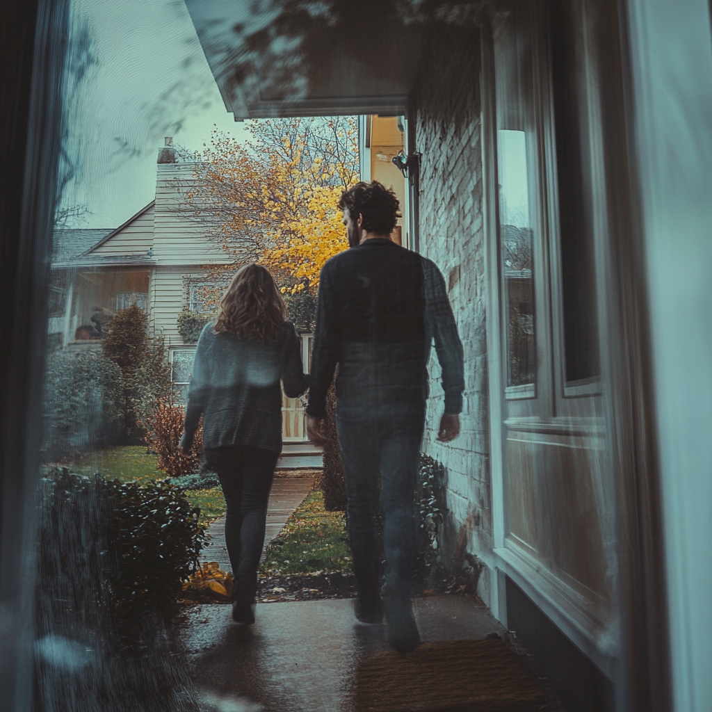 Un couple quittant sa maison | Source : Midjourney