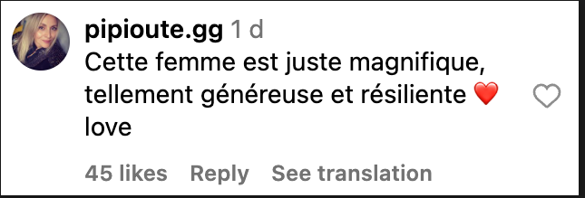 Commentaire d'une internaute sur l'apparition de Céline Dion à l'événement 1001 d’Elie Saab à Riyad\\\\\\\\u00a0| Source : capture Instagram