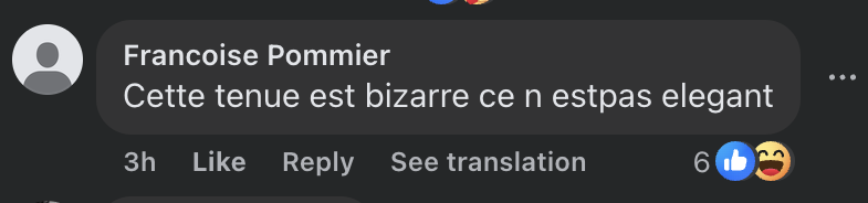 Commentaire d'une internaute concernant la tenue d'Isabelle Huppert sur le tapis de rouge du Festival de Cannes 2025 | Source : Facebook/Gala