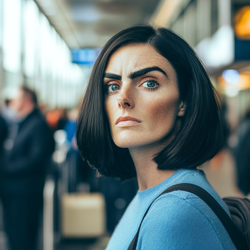 Une femme inquiète dans un aéroport | Source : Midjourney