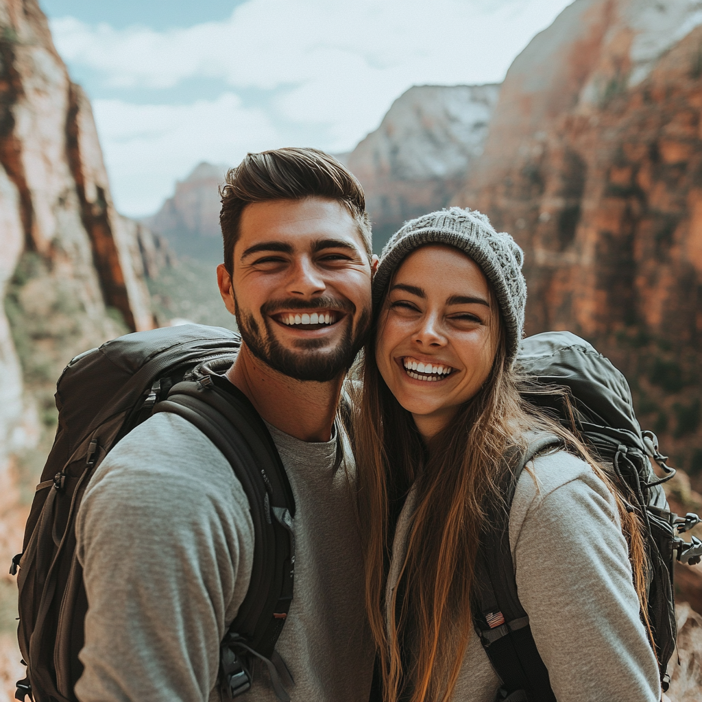 Un couple heureux lors d'une randonnée | Source : Midjourney