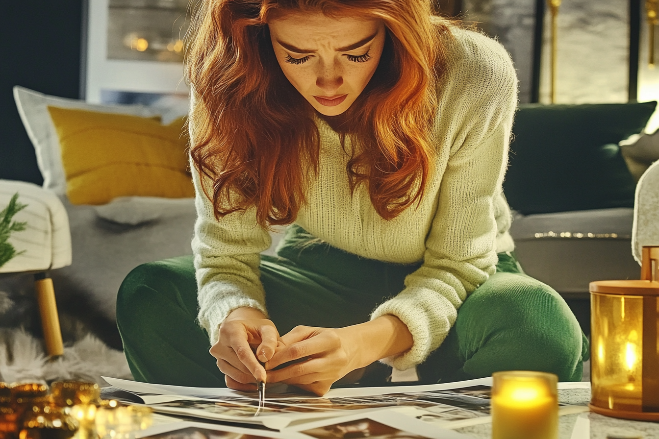 Une femme regarde un album photo | Source : Midjourney