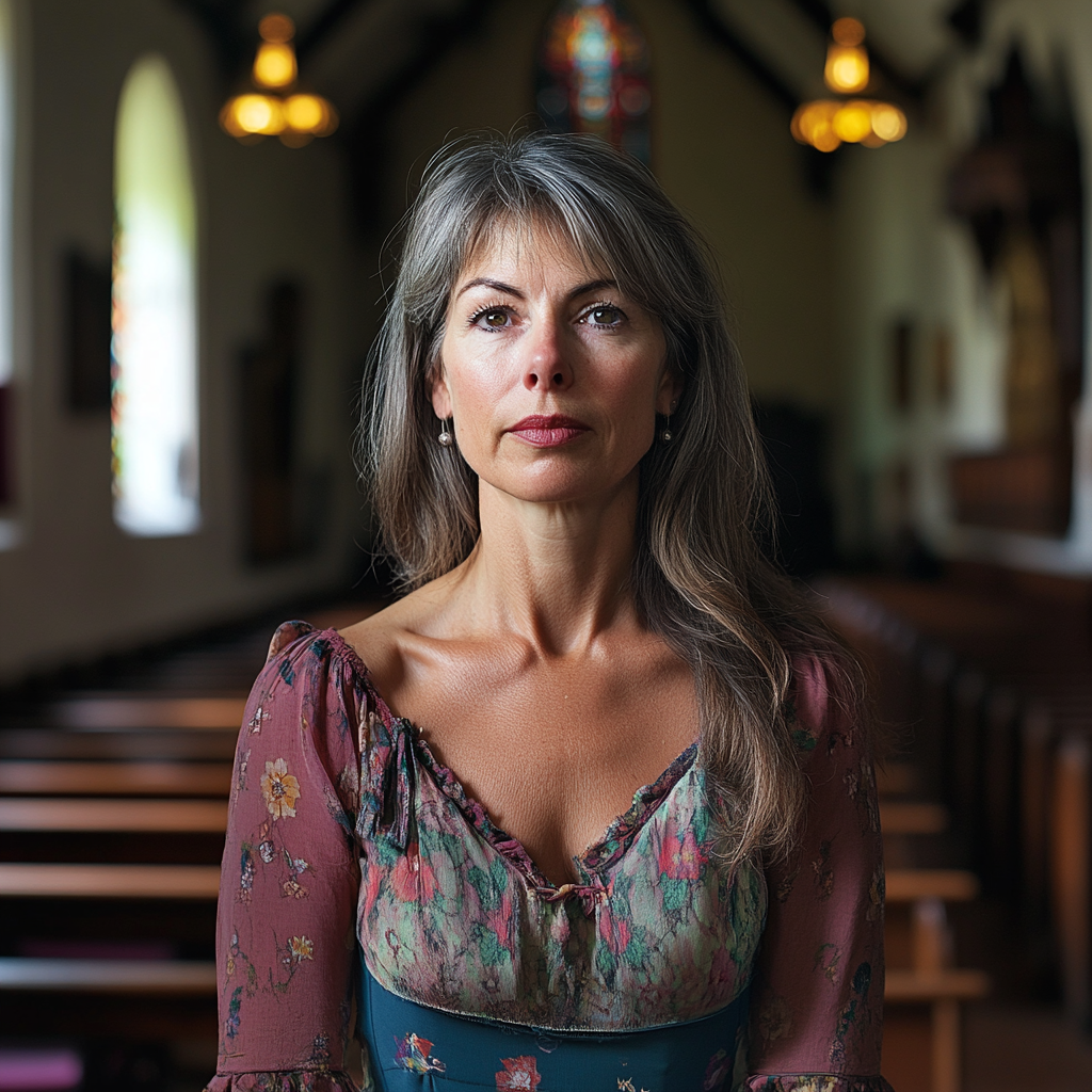 Une femme en robe à l'église | Source : Midjourney