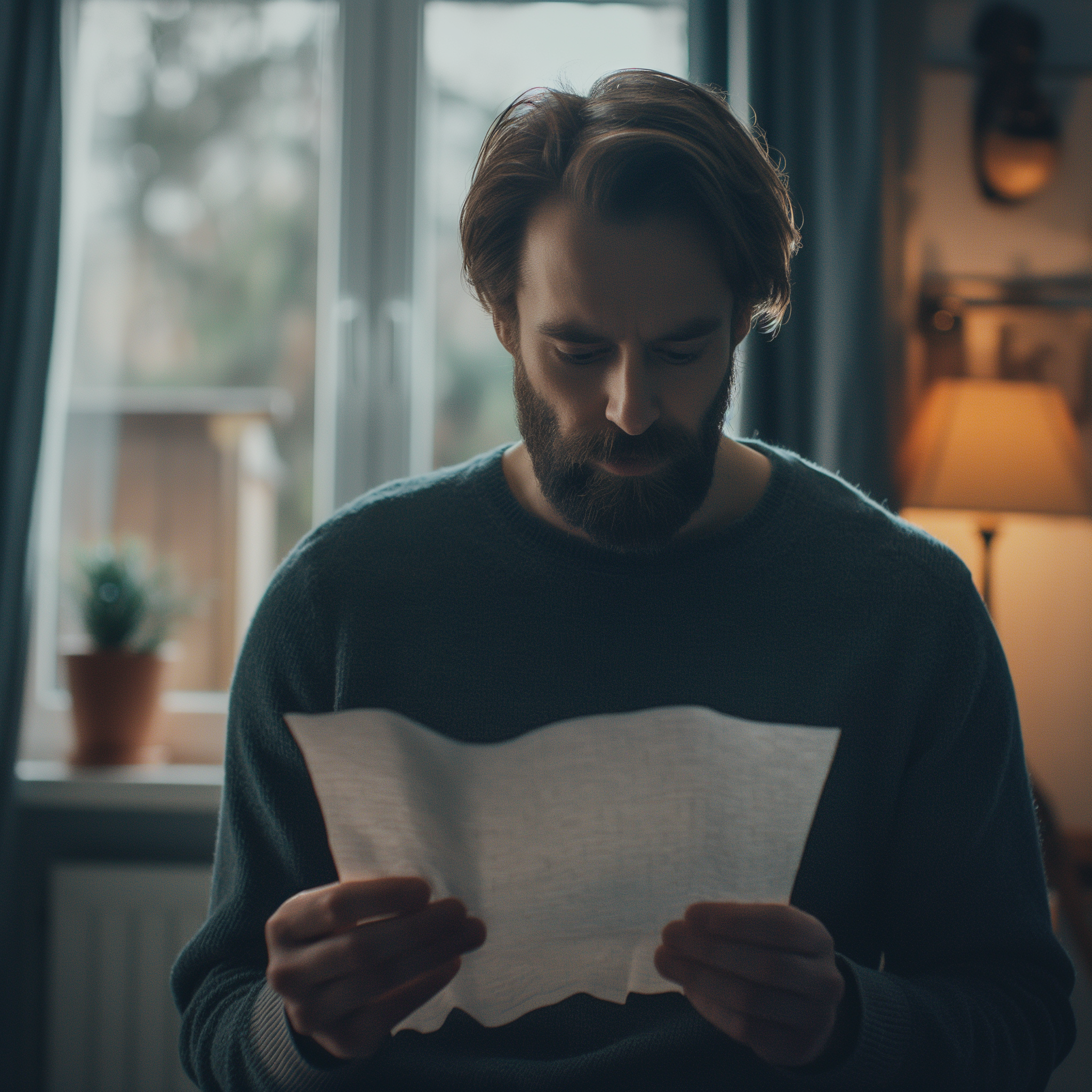 Un homme lisant une lettre | Source : Midjourney