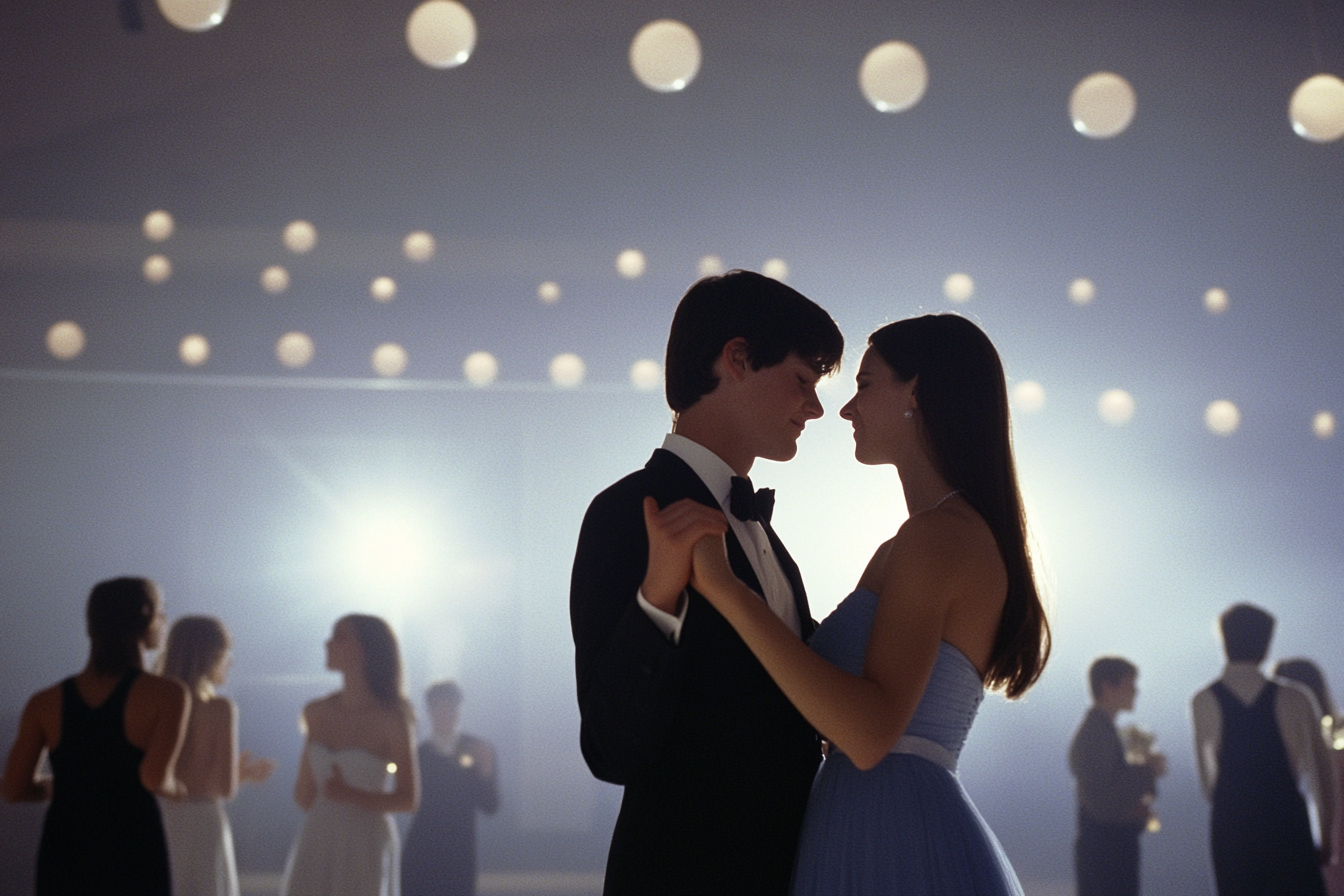 Un couple d'adolescents dansant au bal de fin d'année | Source : Midjourney