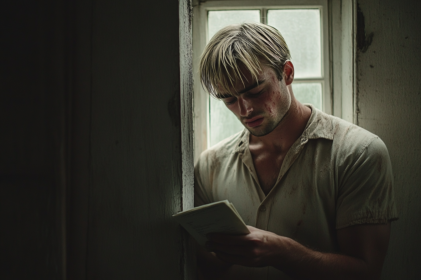 Un homme lisant une lettre | Source : Midjourney