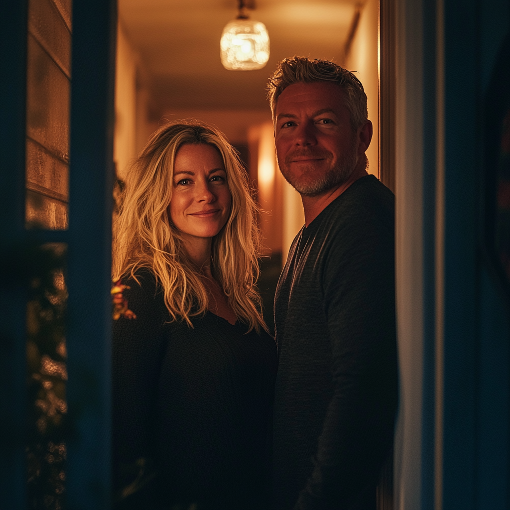 Un couple heureux dans l'embrasure d'une porte | Source : Midjourney