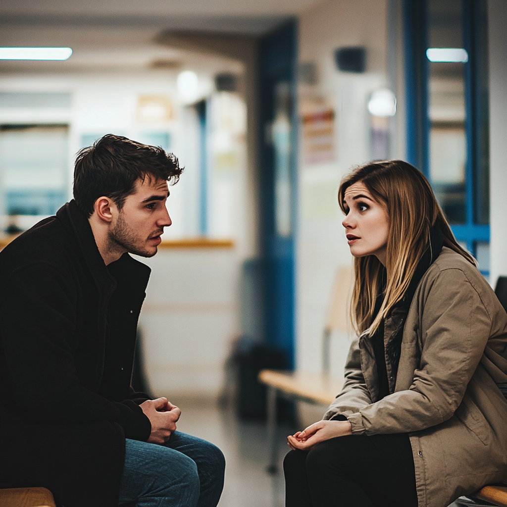 Un homme triste qui parle à sa femme | Source : Midjourney