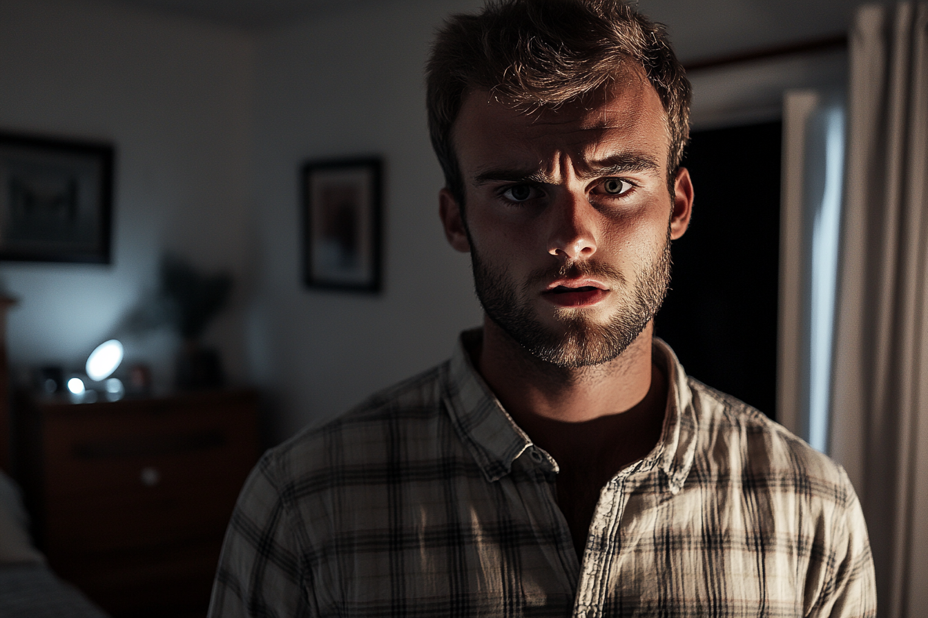 Un homme debout dans sa chambre à coucher | Source : Midjourney